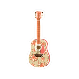 Floral Guitar Sticker, Acoustic Guitar Sticker, Guitar Decal, Music Lovers Sticker, Boho Vinyl Sticker, Y2KStickers