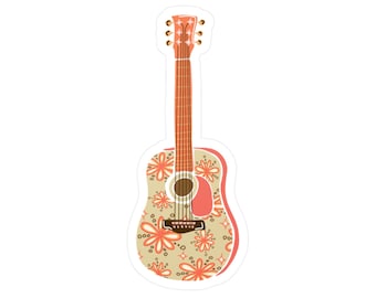 Adesivo floral para violão, adesivo para violão acústico, decalque para violão, adesivo para amantes da música, adesivo de vinil boho, Y2KStickers