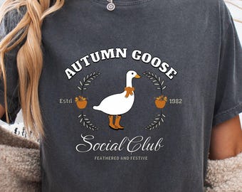 Autumn Goose Social Club Shirt, Porch Goose Tshirt, Goose Lover Gift, Silly Goose Tee, Social Club Shirt, Pumpkin Goose