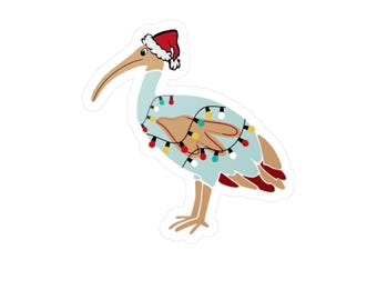 Pollo de la basura navideño, pegatina divertida de ibis australiano, Navidad australiana