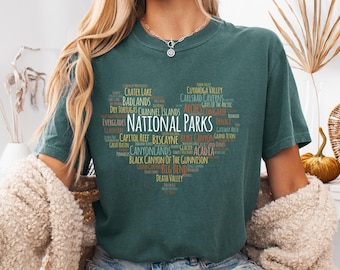 Camiseta vintage de parques nacionales, regalos de parques nacionales de EE. UU., 63 parques nacionales, camiseta de senderismo de montaña, camiseta de parque, camiseta de aventura para amantes de la naturaleza