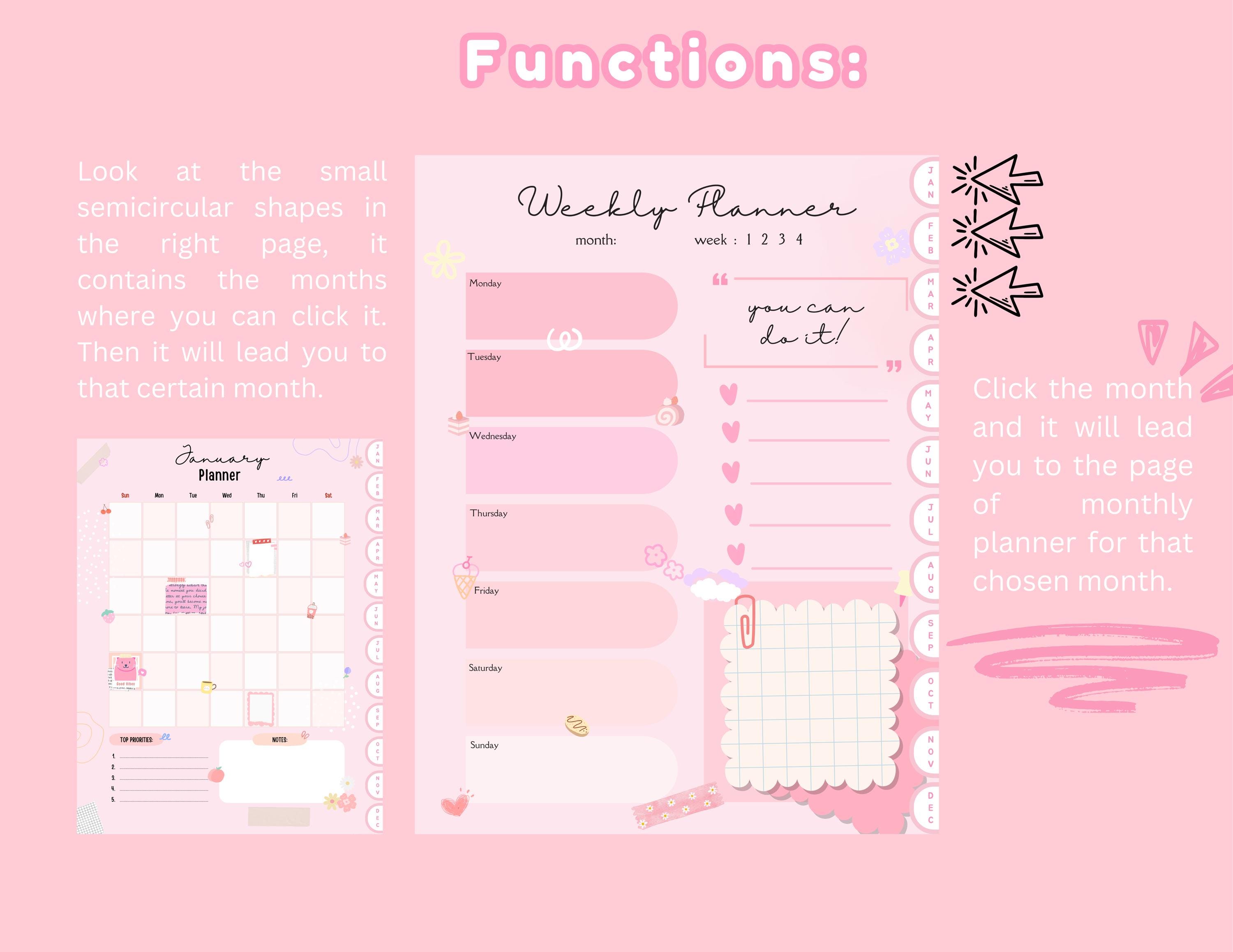 Cute Digital Planner, Pink Digital Planner, 2025 Digital Planner, 2025 ...