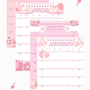 2025 Pink Calendar, Cute Pink Calendar, 2025 Printable Calendar, Pink Calendar, Pink and White Calendar, 2025 Digital Calendar image 3