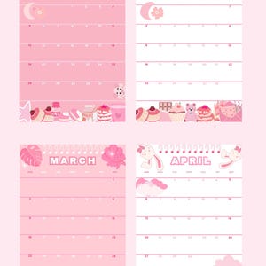 2025 Pink Calendar, Cute Pink Calendar, 2025 Printable Calendar, Pink Calendar, Pink and White Calendar, 2025 Digital Calendar image 2