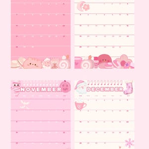 2025 Pink Calendar, Cute Pink Calendar, 2025 Printable Calendar, Pink Calendar, Pink and White Calendar, 2025 Digital Calendar image 4