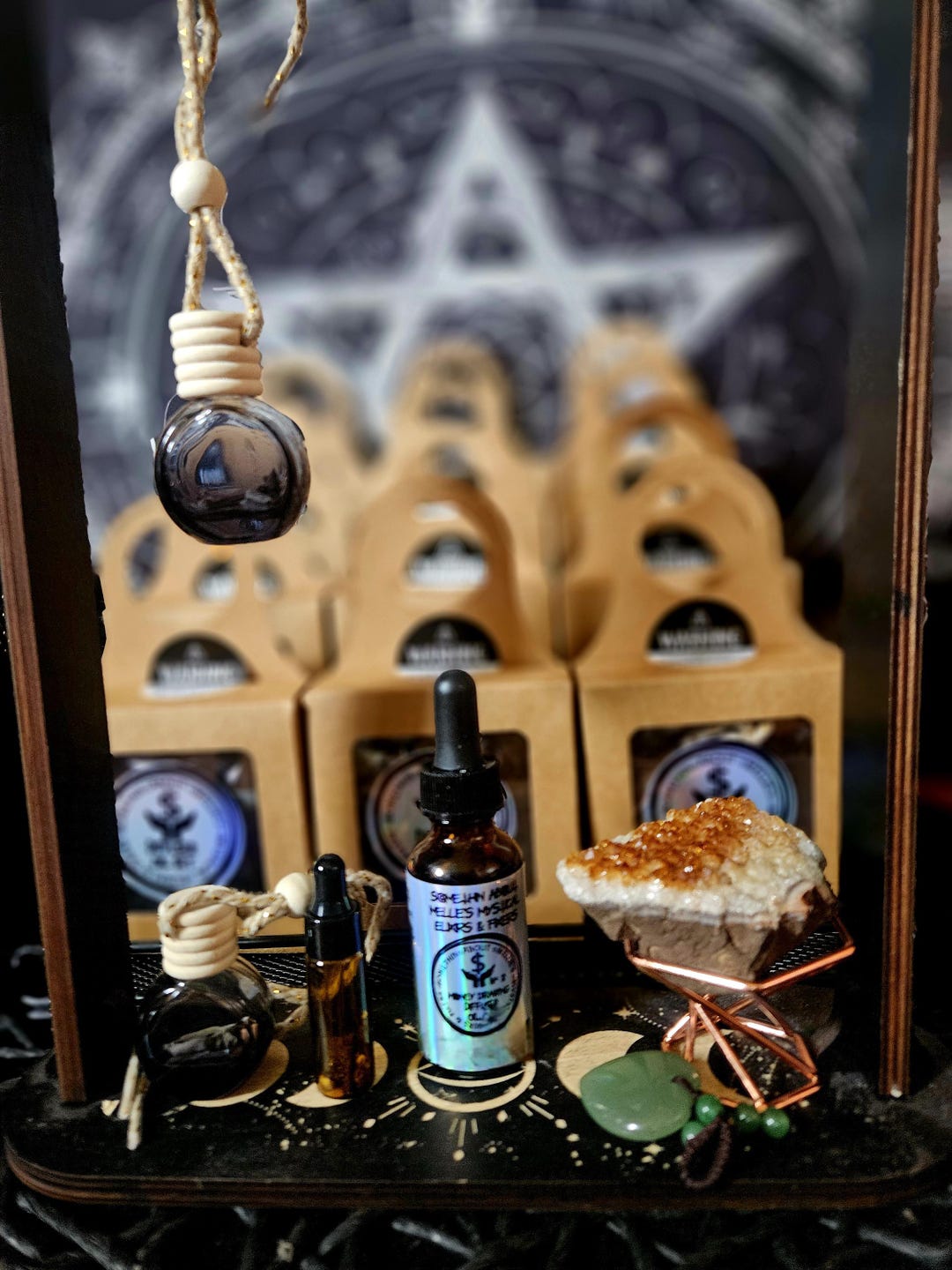 MONEY DRAWING #2 Manifestation Herbal Hanging Car Diffuser & Oil Set ...
