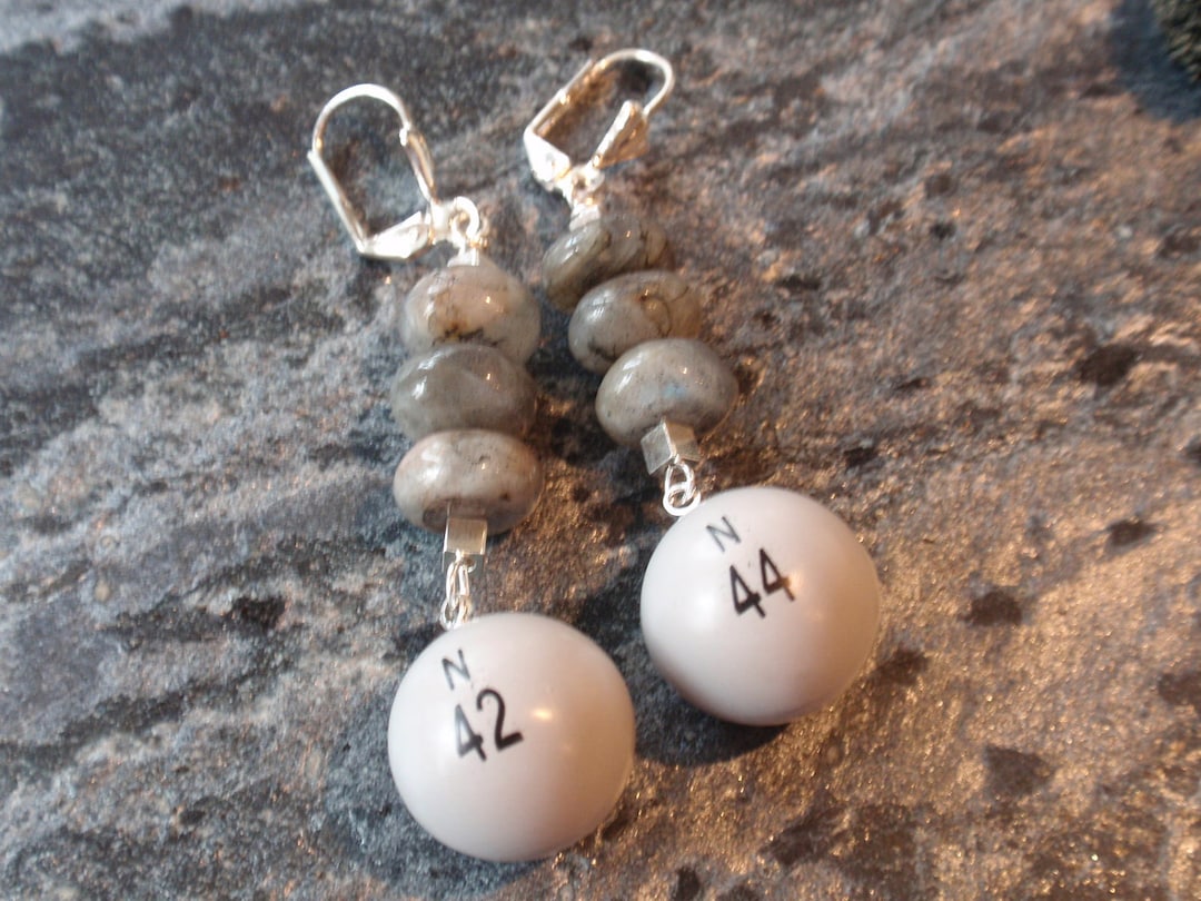 Vintage Bingo Ball Earrings Etsy