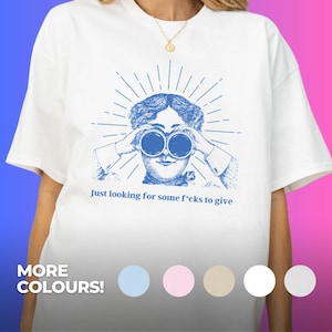 Funny Tshirt, Vintage Woman Binoculars Tee, Just Looking for F*cks, Cotton Shirt, Humorous Graphic Top, Sarcastic Gift, Offensive Tee