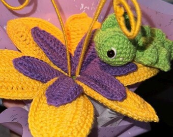 PDF pattern, Rapunzel flower with Pascal crochet pattern