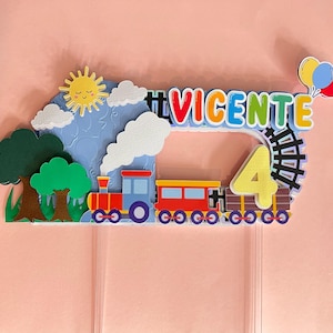 3D Train Cake Topper: Personalized Cardstock Decoration