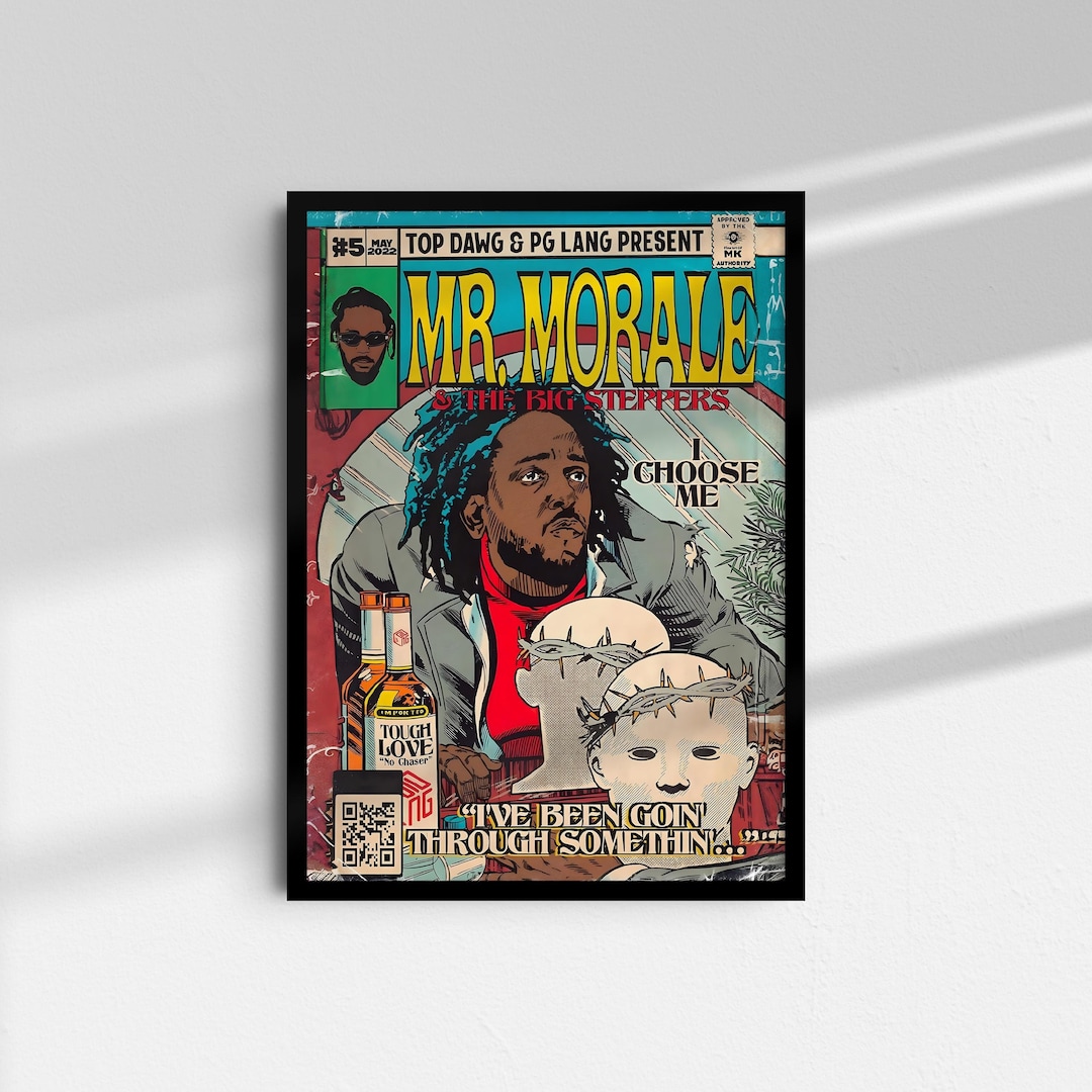 Morale The Rapper Kendrick Lamar Comic Poster Kendrick Lamar Wall Art Mr Morale Album ...