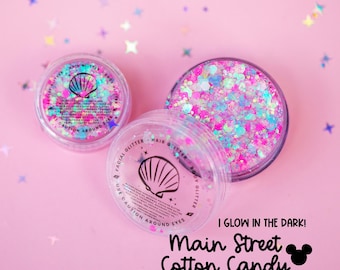Bodyglitter: Main Street-suikerspin met muisvormige glitter die oplicht in het donker