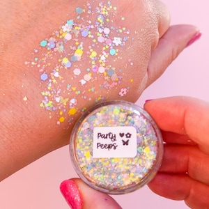 Body Glitter: Party Peeps with Flower, Heart and Butterfly shaped glitter