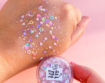 Body Glitter: May the Pink be With You mit sternförmigem Glitzer (Glows in the Dark)