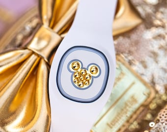 Metaliczny złoty perłowy pasek Magic Band + naklejka (do najnowszego rozmiaru sprzedawanego na stronie internetowej i w obiekcie) - Oferta dotyczy 1 przedmiotu