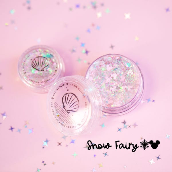 Glitter per il corpo: Fata delle nevi con fiocchi di neve e glitter a forma di topo