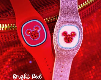 Pulsera Magic Band de cristal rojo brillante + calcomanía de vinilo SOLAMENTE (para el tamaño más reciente que se vende en el sitio web y en la tienda) - Anuncio para 1 artículo