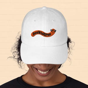 NERDY BOOKWORM Dad Hat – Funny Embroidered Hat for Readers, Gift for Book Lovers & Librarians, Worm Reading Hat, Cute Bookish Baseball Cap