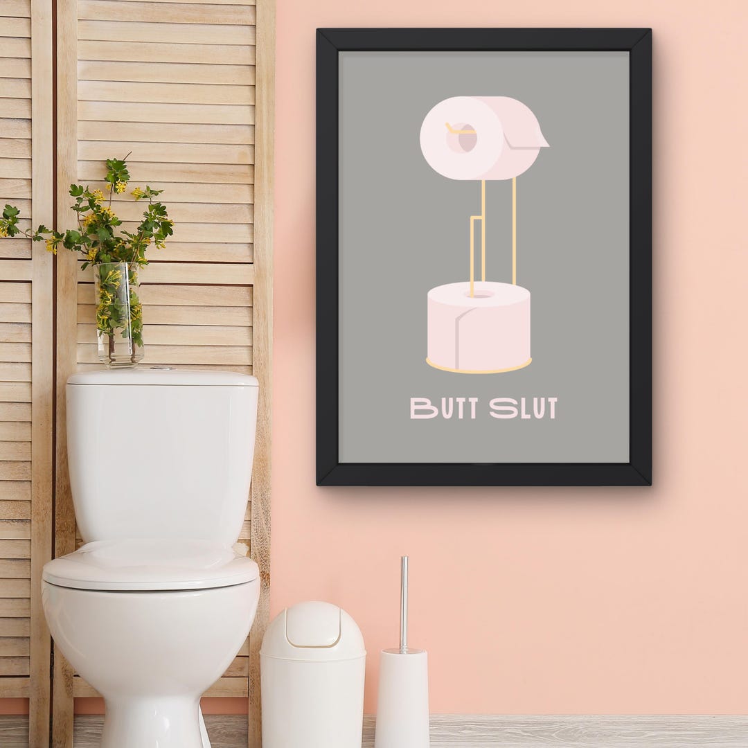 Funny Bathroom Print – Pink Toilet Paper, Feminist Wall Art (digital ...