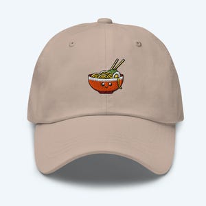 RAMEN DAD HAT – Ramen Noodle Bowl Embroidered Cap, Japanese Kawaii Foodie Gift, Anime Aesthetic Hat, Cute Streetwear Hat for Ramen Lovers