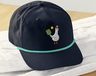 Funny Goose Pickleball Rope Hat: Embroidered Paddle Sports Cap