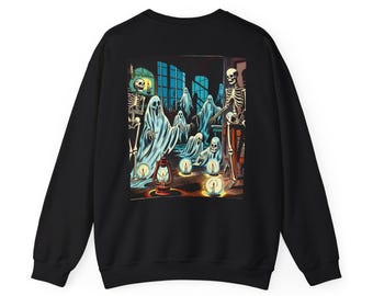 Sudadera de cuello redondo de fiesta fantasma, sudadera de fantasma de Halloween, sudadera de cuello redondo espeluznante de Halloween, sudadera de fantasma espeluznante, fiesta de fantasmas aterradora