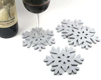 Hostess Gift Snowflake Wool Felt Coasters Winter Holiday Decor Christmas Decorations Gift Table Decor Teachers Christmas Gift Trending Now