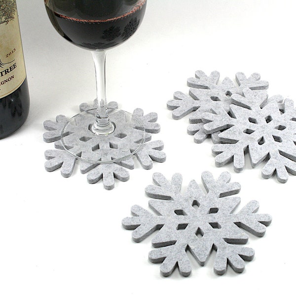 Hostess Gift Snowflake Wool Felt Coasters Winter Holiday Decor Christmas Decorations Gift Table Decor Teachers Christmas Gift Trending Now