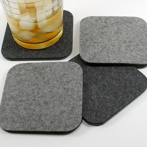 4 Inch Square Felt Coasters Merino Wool Felt Coaster Set, 5mm Thick image 1