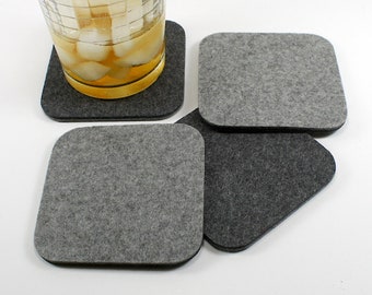 4 Inch Square Felt Coasters Merino Wool Felt Coaster Set, 5mm Thick