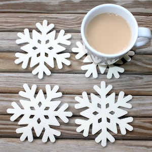 Snowflake Coasters, Christmas Winter Table Decor