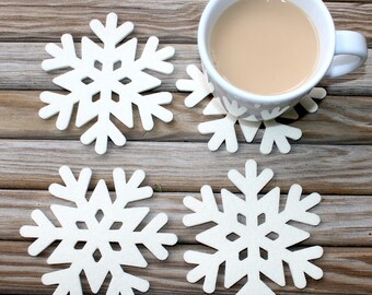 Snowflake Coasters, Christmas Winter Table Decor