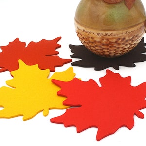 8 1/2 x 9 Maple Leaf Merino Wool Felt Trivets, Autumn, Fall, Thanksgiving Table Decor image 1