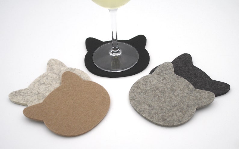 Cat Coasters Wool Felt Drink Coaster Set image 3