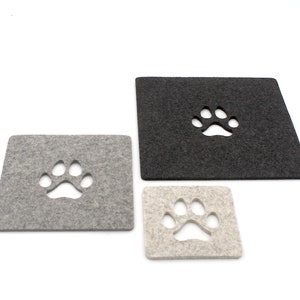 Paw Print Square Hot Pad Set 5mm Thick Wool Felt image 3