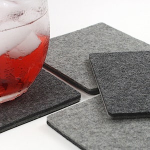 Wool Felt Coasters Set 4 Inch Modern Square Absorbent Coaster for Drinks