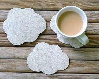 Cloud Wool Felt Coasters, Cute Desk Decor, Coworker Gift