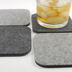 4 Inch Square Felt Coasters Merino Wool Felt Coaster Set, 5mm Thick image 3