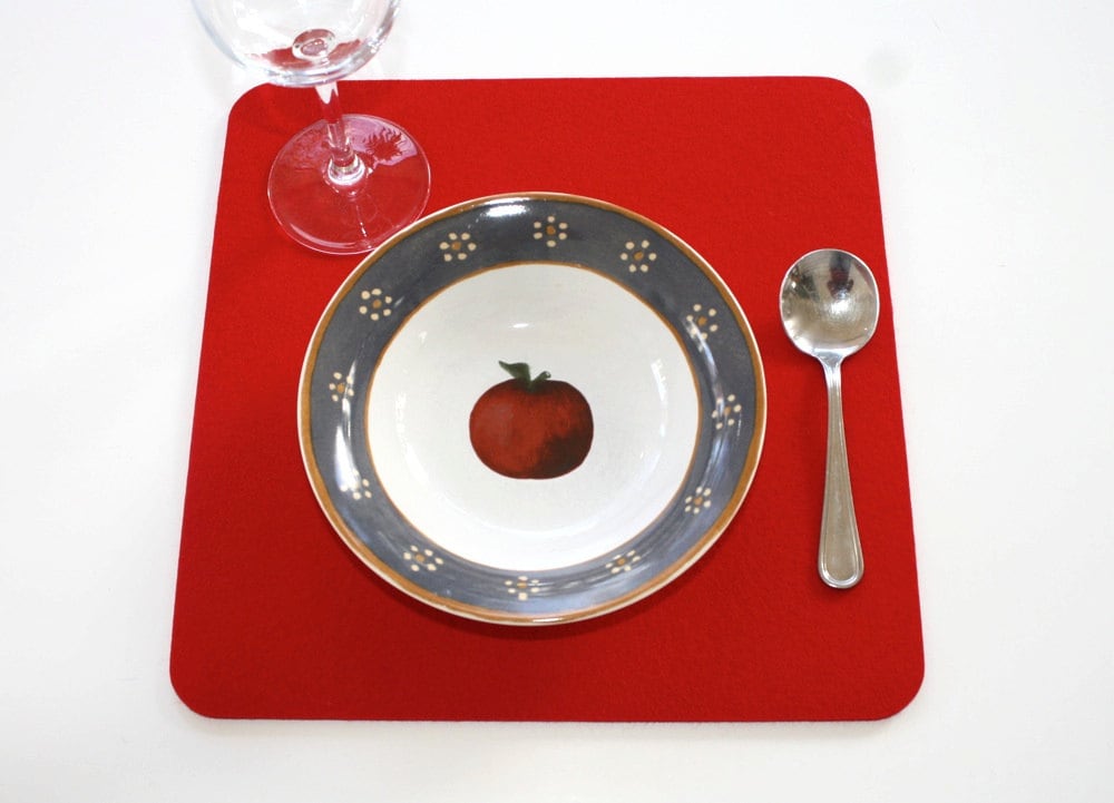 Square Fabric Placemat in 5mm Thick Virgin Merino Wool Felt Etsy