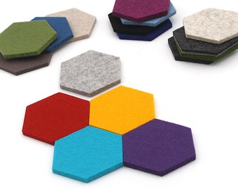 2 5/8 Inch x 3 Inch Merino Wool Felt Hexagon Shaped Tiles