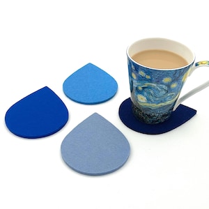 April Showers Merino Wool Felt Raindrop Coasters