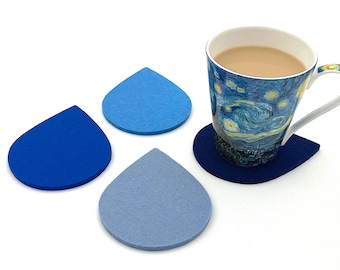 April Showers Merino Wool Felt Raindrop Coasters