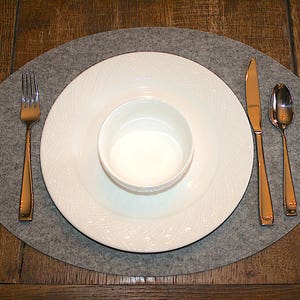 Oval Felt Placemat in 3mm Thick  Merino Wool Fabric Large Place Mat Eco Friendly Felted Mat