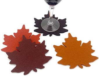 Thanksgiving Merino Wool Felt Coasters Maple Leaf Coaster Set Fall Autumn Decor 5mm Thick