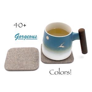 Felt Coasters, 4 Inch Square Absorbent Drink Coaster Set