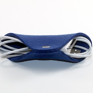 Square Cord Keeper Merino Wool Felt Ear Bud Holder Fabric Cable Organizer