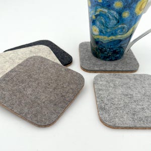 Cork Backed Wool Felt Coasters Square Neutral Mix