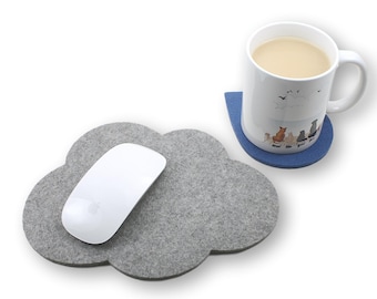 Cloud Computer Mouse Pad and Raindrop Coaster Mousepad Mouse Mat Unique Coworker Gift