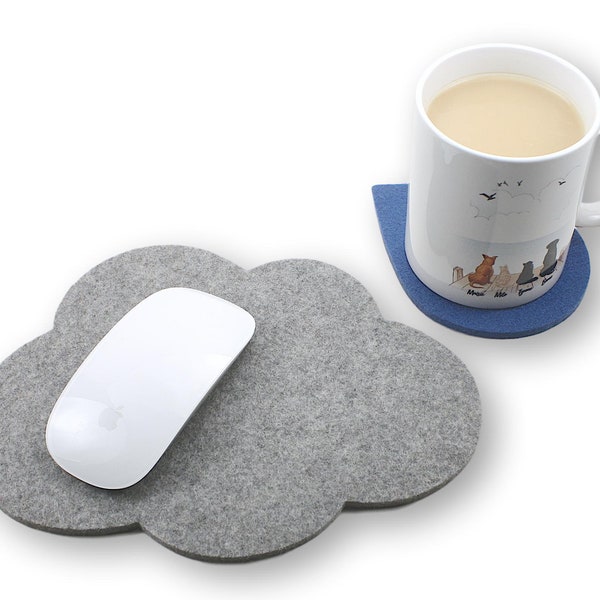 Cloud Computer Mouse Pad and Raindrop Coaster Mousepad Mouse Mat Unique Coworker Gift