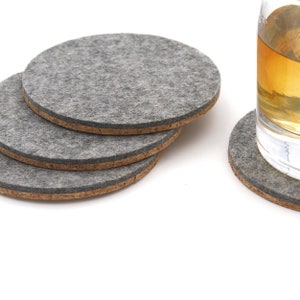 Premium Cork Backed Merino Wool Felt Coasters Round Coaster Set image 2